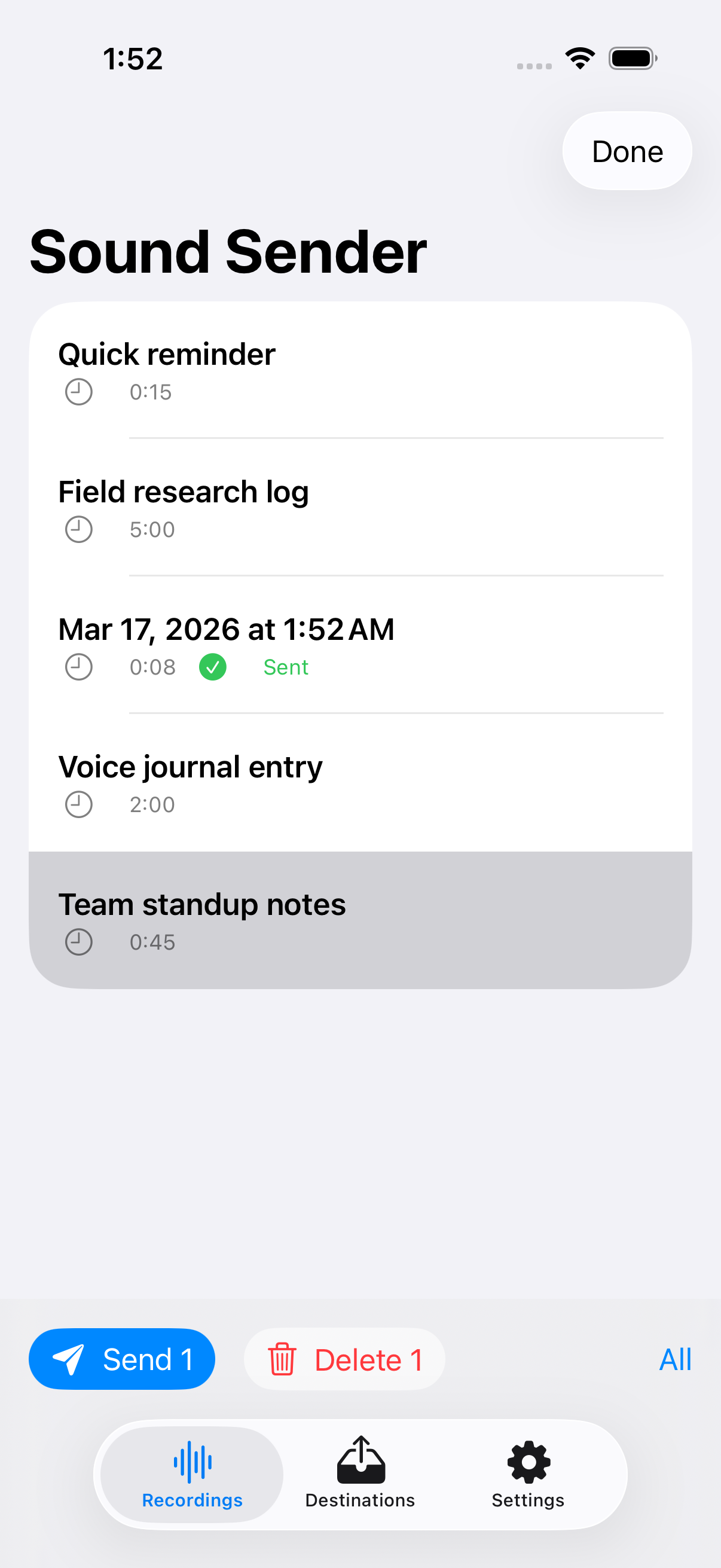 Batch select and send recordings